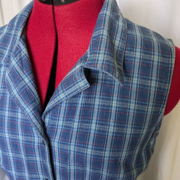 Faded Glory Blue Plaid Button Up Maxi Dress Large - Picture 3 of 7